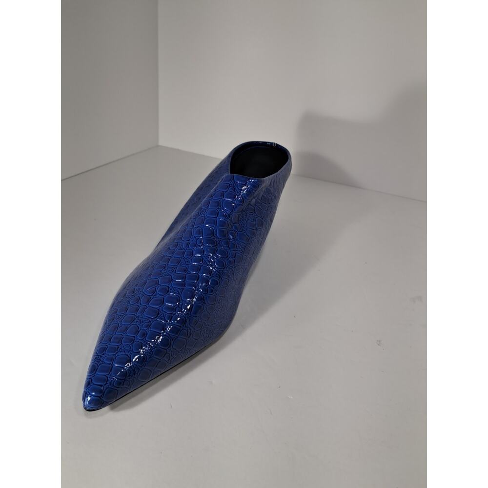 Women's Blue Crocodile Mules Poyoior Shoes Size Eu41 us10 - Picture 3 of 6